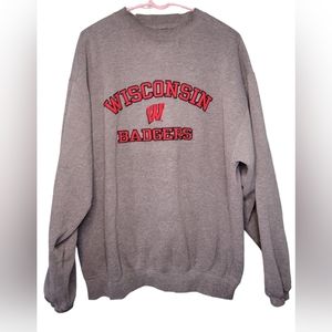 Cadre Wisconsin Badgers Sweatshirt Adult Large Grey & Red Pullover Crewneck VTG